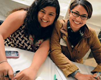 (L) Elaine Rojas-Castillo '12 and (R) Adana Contreras '12